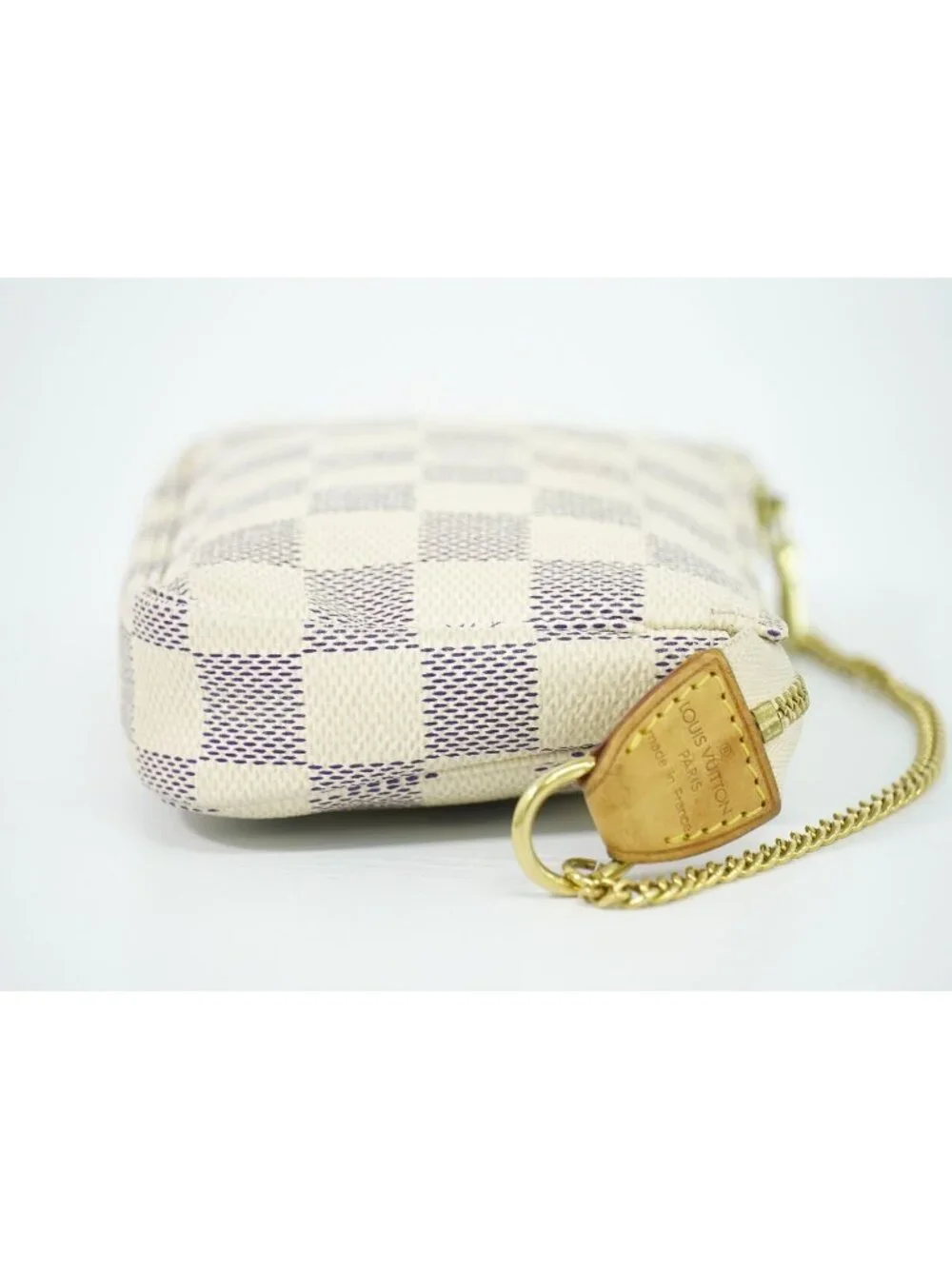 Louis Vuitton LV Mini Pochette Accessoires Damier Azur Handbag Pouch White Gray